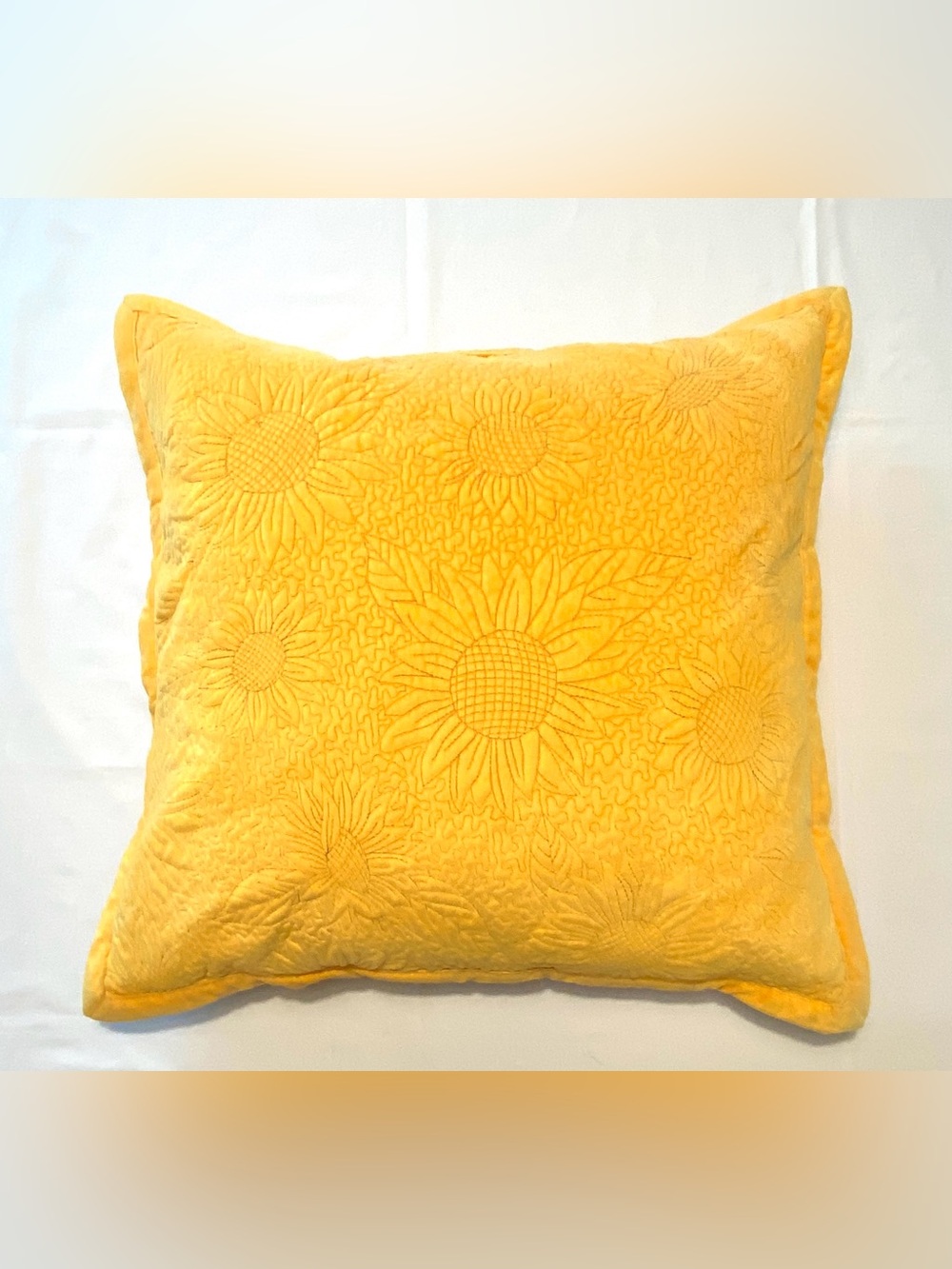 Tommy Bahama Yellow Velvet Sunflower Quilted Pillow Cover 20x20